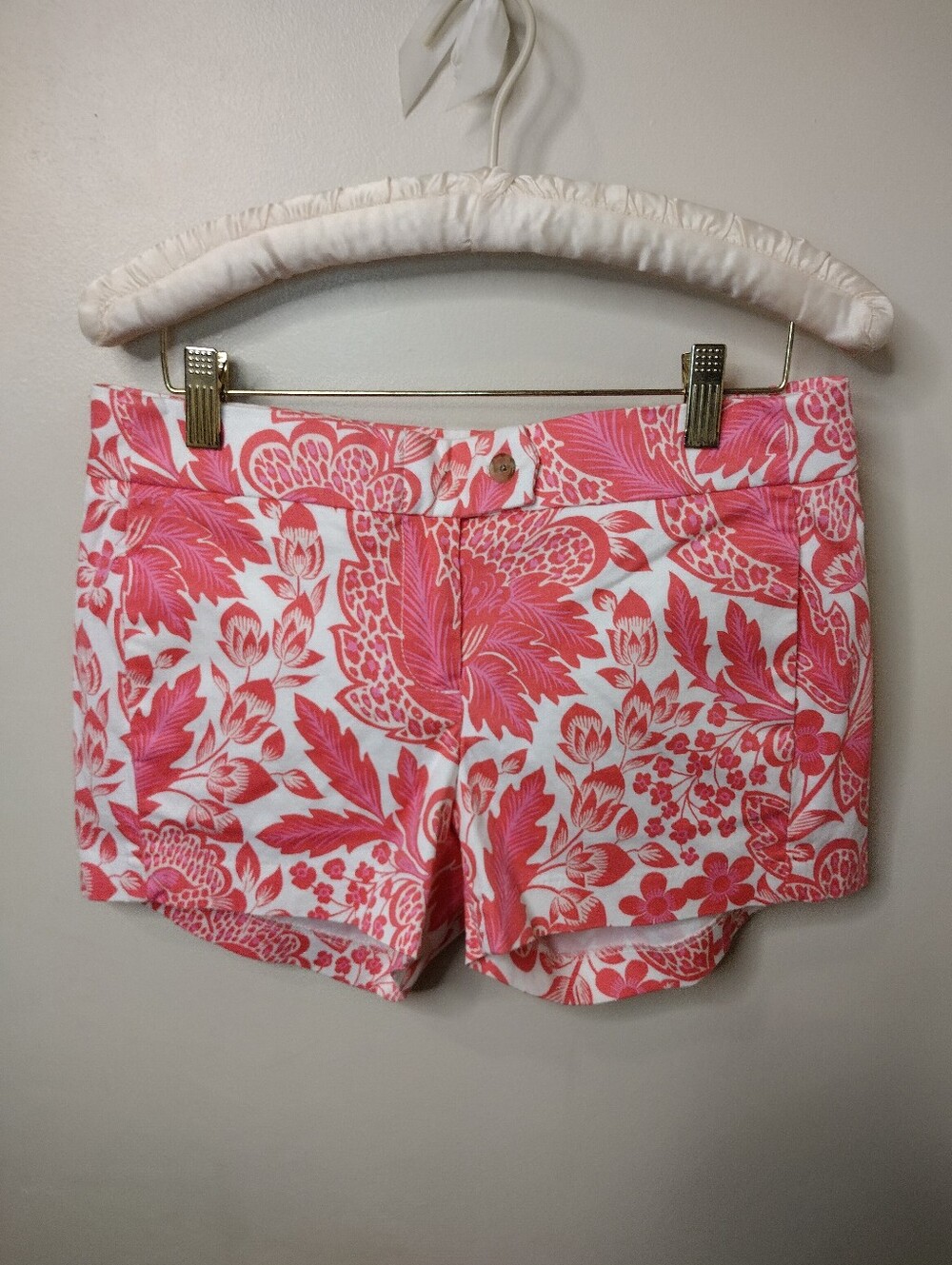 J. Crew Factory Classic Chino Stretch Women's Floral Print Pink and White Shorts - Picture 6 of 6